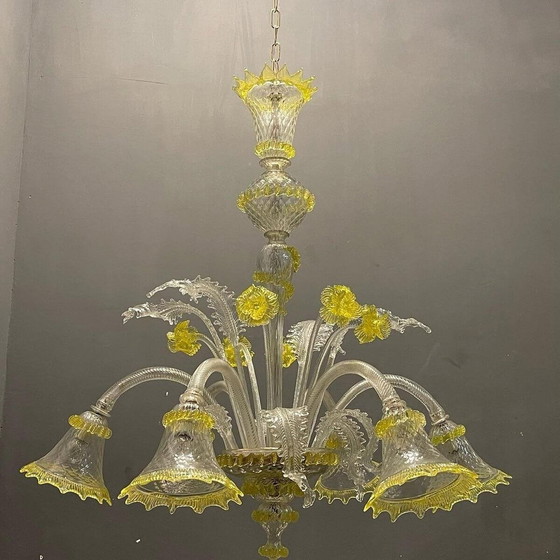 Image 1 of Lustre à fleurs en verre de Murano, 1960s