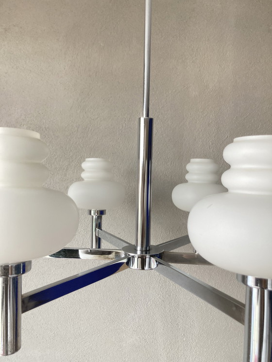 Image 1 of Design Chrom Hängelampe Opalglas