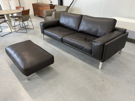 Image 1 of Leolux Bellice Sofa mit Ottomane, Braun Leder