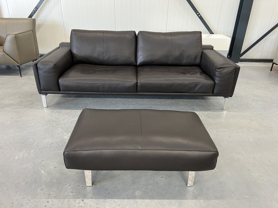 Image 1 of Leolux Bellice Sofa mit Ottomane, Braun Leder