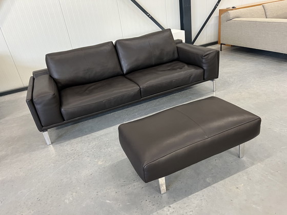 Image 1 of Leolux Bellice Sofa mit Ottomane, Braun Leder