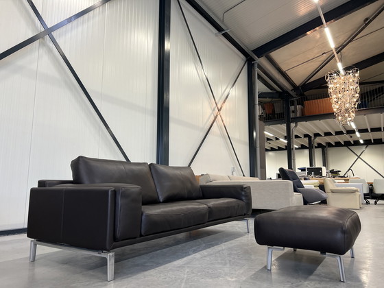 Image 1 of Leolux Bellice Sofa mit Ottomane, Braun Leder