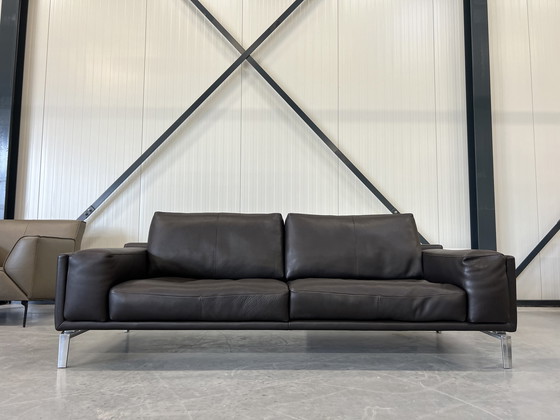 Image 1 of Leolux Bellice Sofa mit Ottomane, Braun Leder