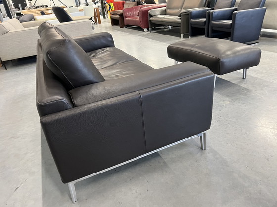 Image 1 of Leolux Bellice Sofa mit Ottomane, Braun Leder