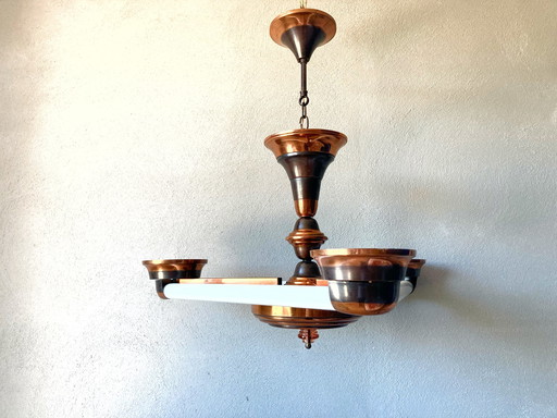 Vintage Kupfer-Hängelampe im Art-Deco-Stil