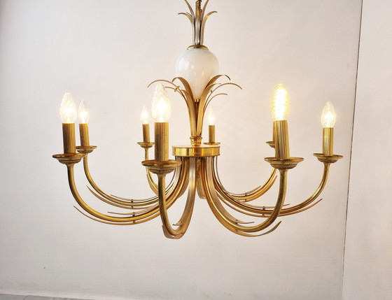 Image 1 of Ananas-Kronleuchter aus Messing und Chrom, 1970er Jahre