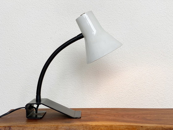 Image 1 of Vintage schwarze & graue holländische Schreibtischlampe / Tischlampe