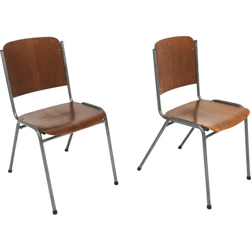 Paar Vintage-Teak- und Metallstühle, Schweden 1960