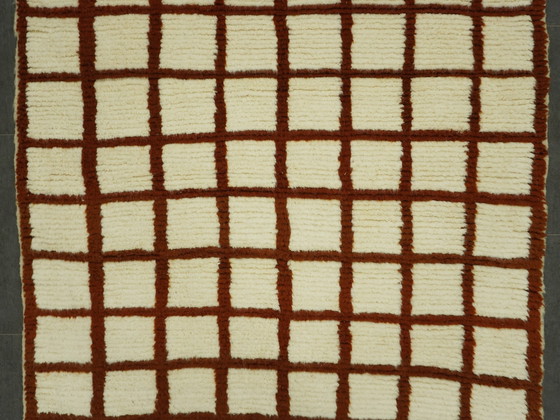 Image 1 of Berberteppich - 253 Cm X 156 Cm - Weiße und braune Wolle