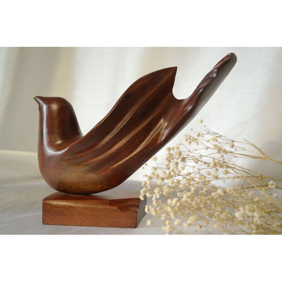 Image 1 of Skandinavische Vintage-Vogelskulptur aus Holz