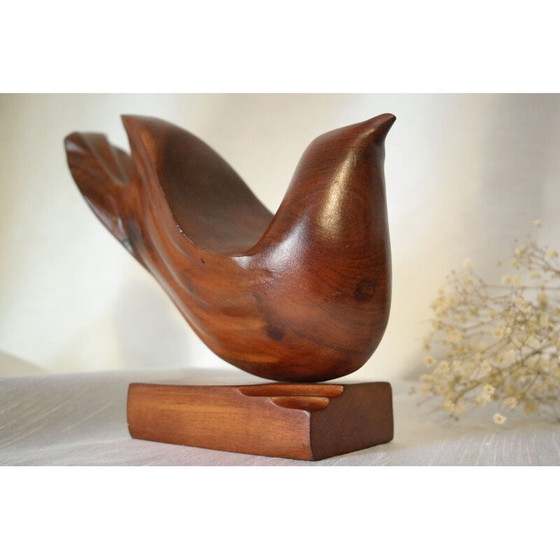 Image 1 of Skandinavische Vintage-Vogelskulptur aus Holz