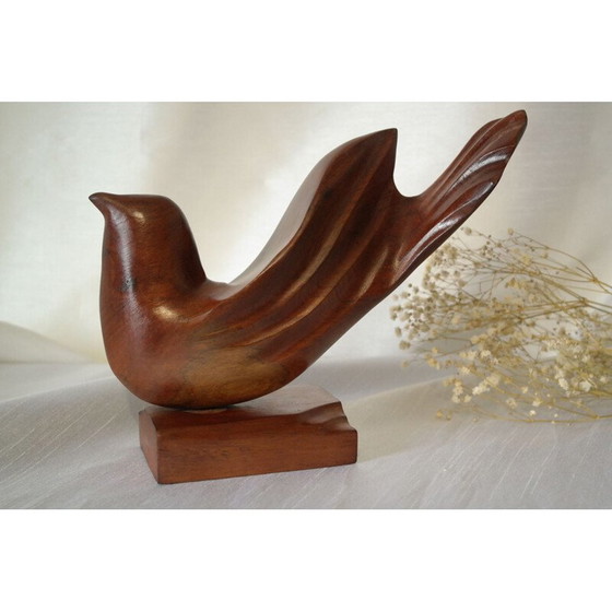 Image 1 of Skandinavische Vintage-Vogelskulptur aus Holz
