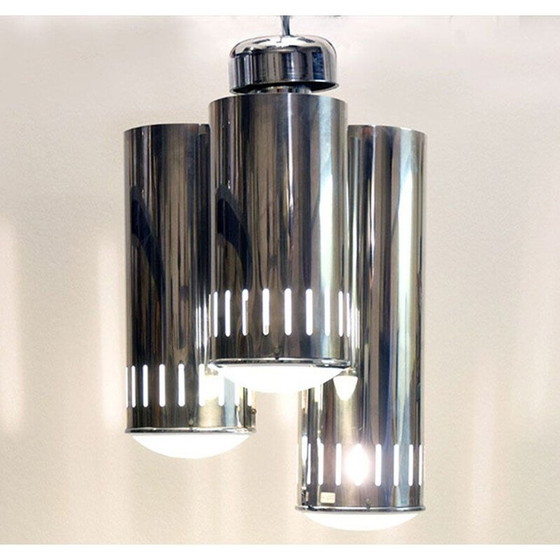 Image 1 of Vintage Pendelleuchte aus verchromtem Messing und Glas von Reggiani, 1960
