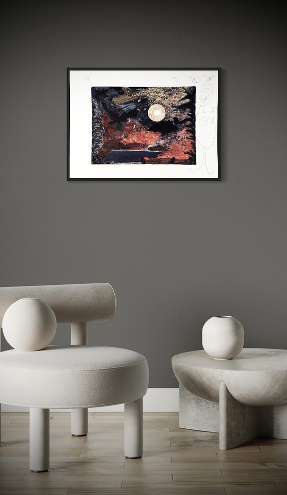 Image 1 of Michael Buthe 1944-1994 - Schöne Abstrakte Komposition Mit Original Bleistiftzeichnung!!!