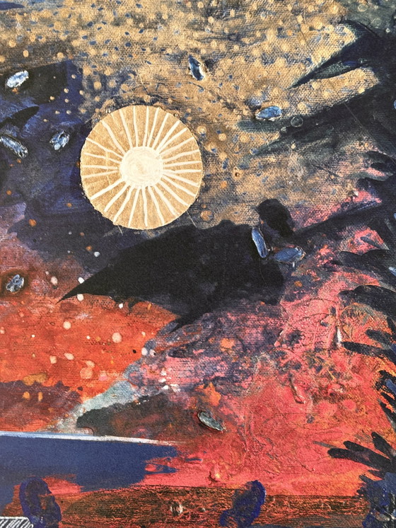 Image 1 of Michael Buthe 1944-1994 - Schöne Abstrakte Komposition Mit Original Bleistiftzeichnung!!!