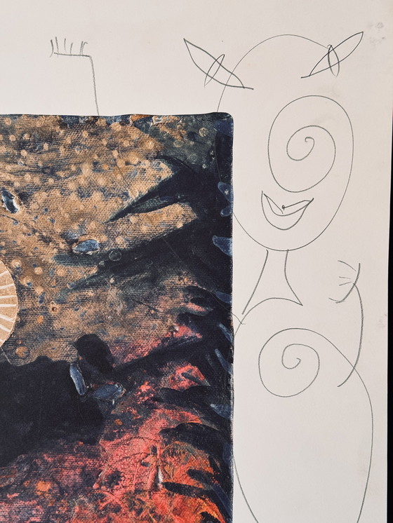 Image 1 of Michael Buthe 1944-1994 - Schöne Abstrakte Komposition Mit Original Bleistiftzeichnung!!!