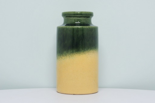 Beige & grüne westdeutsche Vase Scheurich