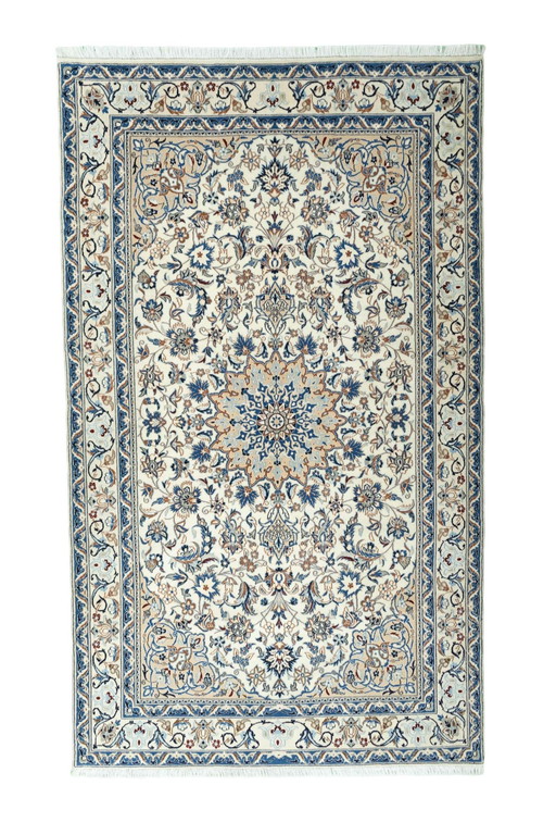 Handgeknüpfter Nain Mit Seide Orientteppich – 220 X 132 Cm