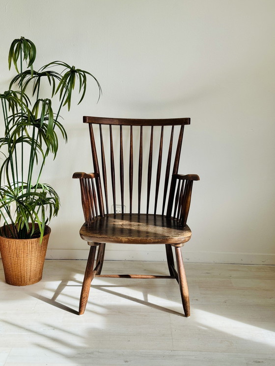 Image 1 of Minimalistischer Wabisabi-Barstuhl im Vintage-Stil