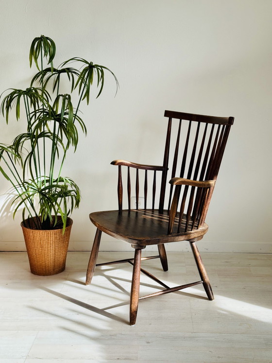 Image 1 of Minimalistischer Wabisabi-Barstuhl im Vintage-Stil