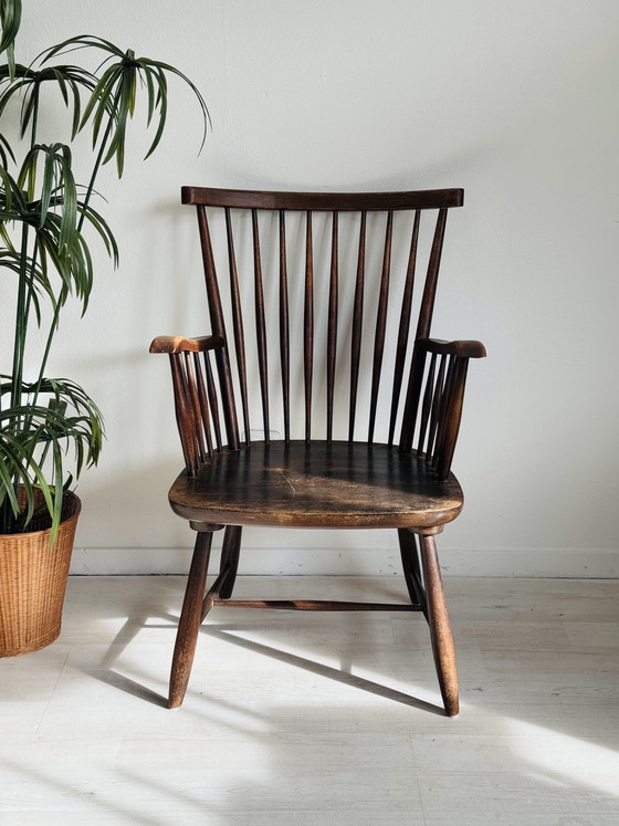 Image 1 of Minimalistischer Wabisabi-Barstuhl im Vintage-Stil