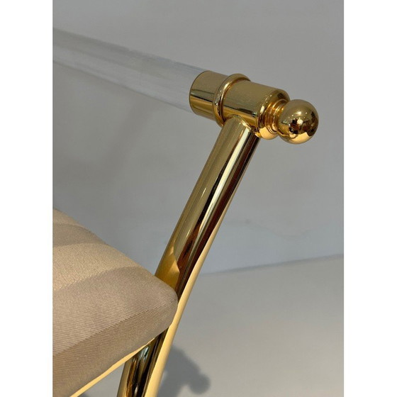 Image 1 of Vintage Hocker aus Plexiglas und goldenem Metall, Frankreich 1970