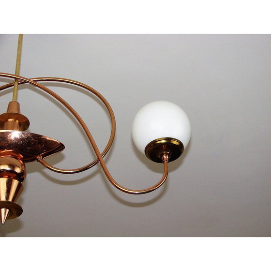 Image 1 of Mid Century Kronleuchter aus Messing, Stahl und Glas, 1960er Jahre