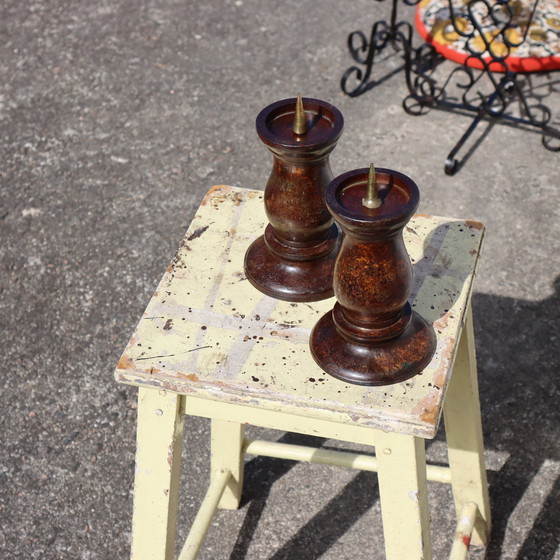 Image 1 of Französisch Vintage Set von 2 Kerzenständer - Guss Kerzenständer - Art Deco Stil - 60S