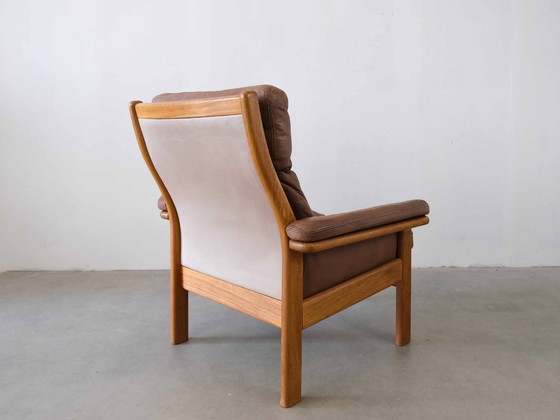 Image 1 of Vintage Danish Leather Chair With Ottomane 