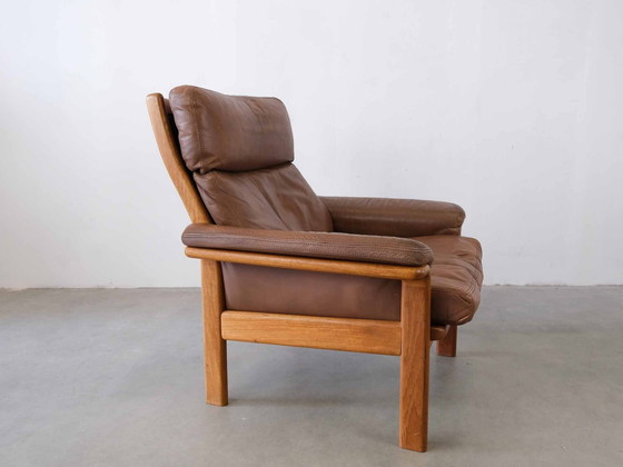 Image 1 of Vintage Danish Leather Chair With Ottomane 