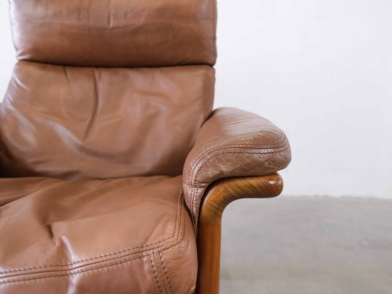 Image 1 of Vintage Danish Leather Chair With Ottomane 