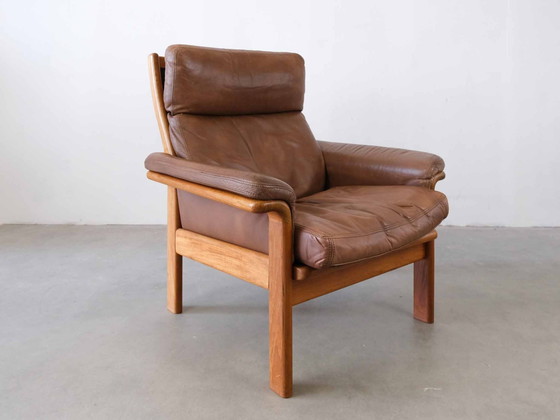 Image 1 of Vintage Danish Leather Chair With Ottomane 