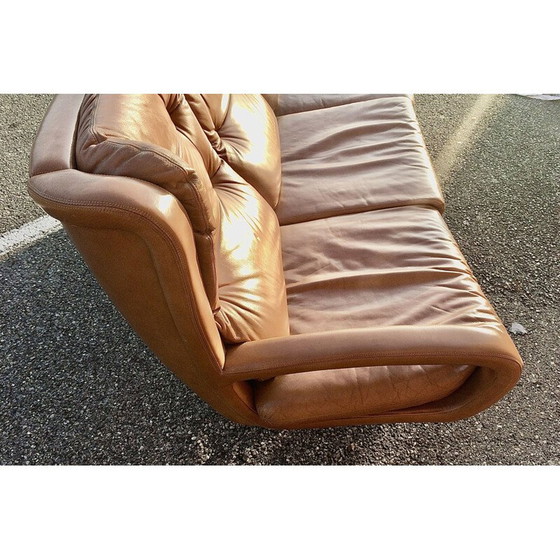 Image 1 of 3-sitziges Vintage-Sofa aus beigefarbenem Leder