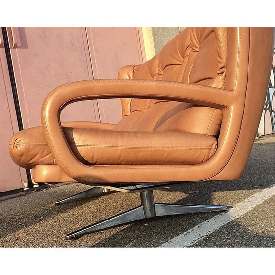 Image 1 of 3-sitziges Vintage-Sofa aus beigefarbenem Leder