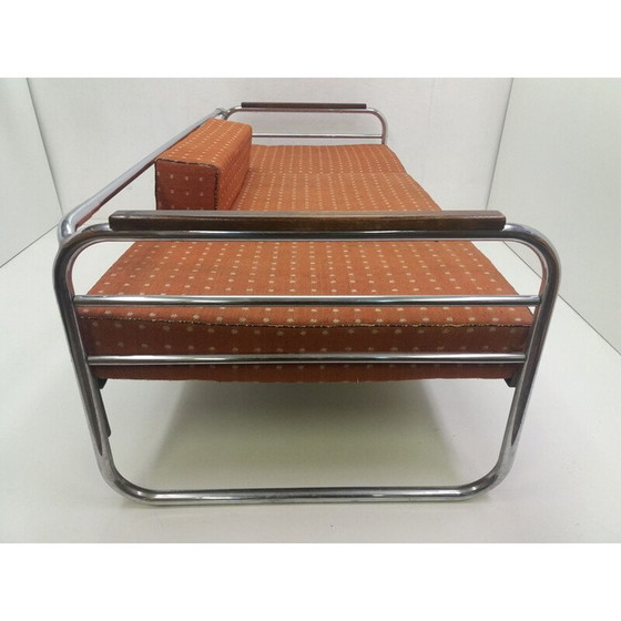 Image 1 of Vintage Chrom Bauhaus Robert Slezák 3-Sitzer Sofa 1940er Jahre