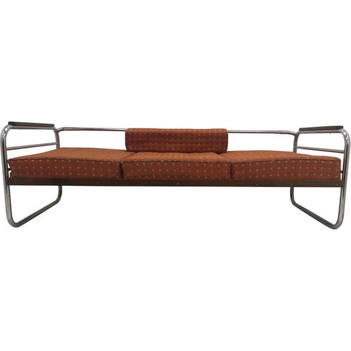 Vintage Chrom Bauhaus Robert Slezák 3-Sitzer Sofa 1940er Jahre