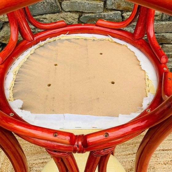 Image 1 of Satz von 4 roten Vintage-Rattan-Stühlen