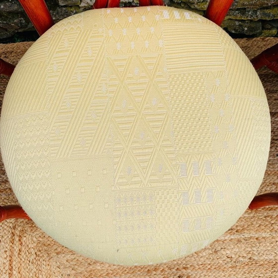 Image 1 of Satz von 4 roten Vintage-Rattan-Stühlen