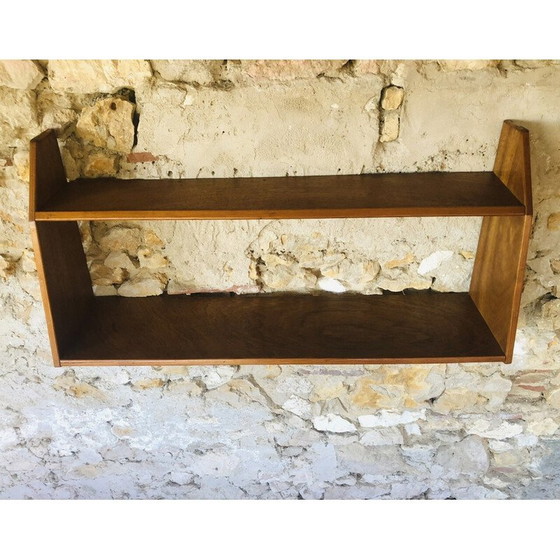 Image 1 of Vintage-Wandregal aus Holz mit 2 Ebenen, 1970