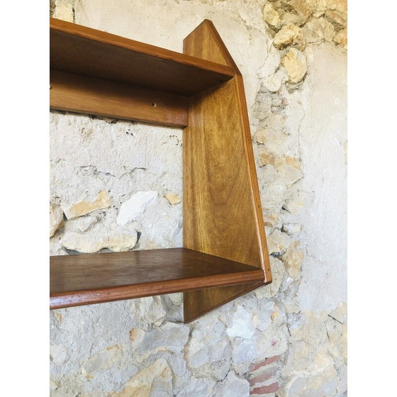 Image 1 of Vintage-Wandregal aus Holz mit 2 Ebenen, 1970