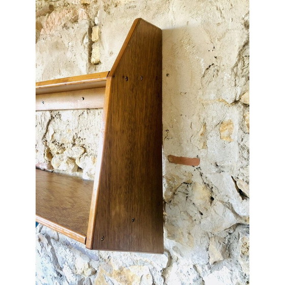 Image 1 of Vintage-Wandregal aus Holz mit 2 Ebenen, 1970