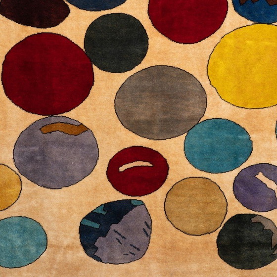 Image 1 of Vintage-Teppich aus Merinowolle mit bunten Kreisen