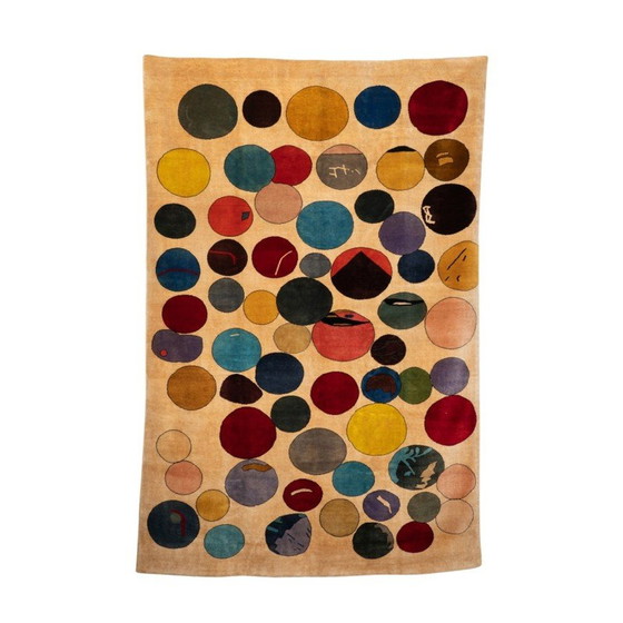 Image 1 of Vintage-Teppich aus Merinowolle mit bunten Kreisen