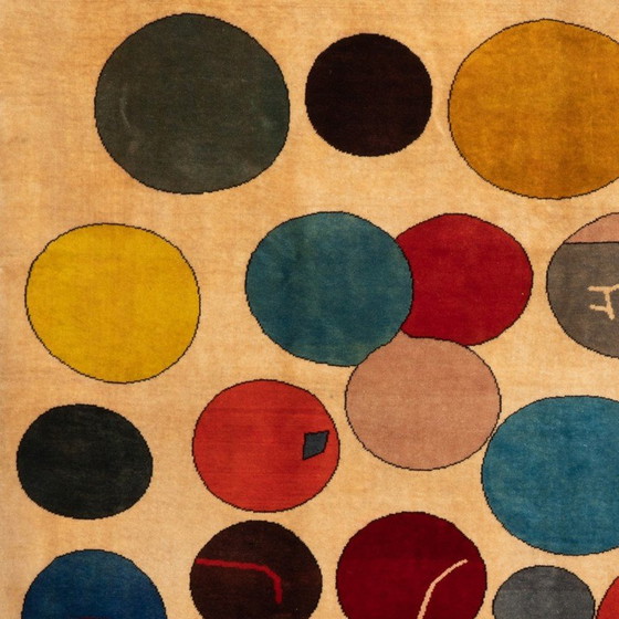 Image 1 of Vintage-Teppich aus Merinowolle mit bunten Kreisen
