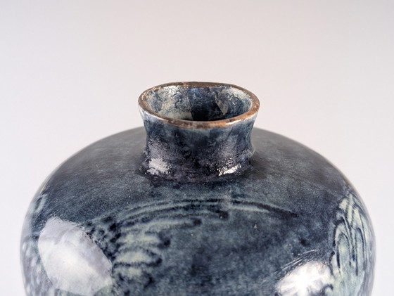 Image 1 of Jugendstilvase mit Reihern und Blumen, J.W. Mijnlieff, Holland Utrecht 1900S