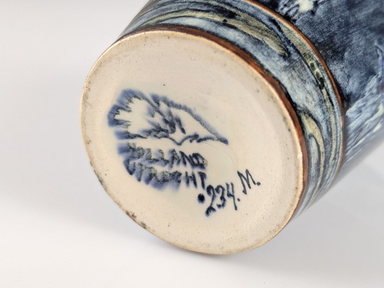 Image 1 of Jugendstilvase mit Reihern und Blumen, J.W. Mijnlieff, Holland Utrecht 1900S