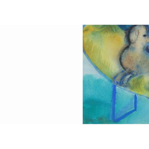 Alte Gouache von Frideborg Bryth, 1961