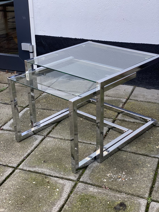 Image 1 of Nest aus Tische aus Chrom und Glas