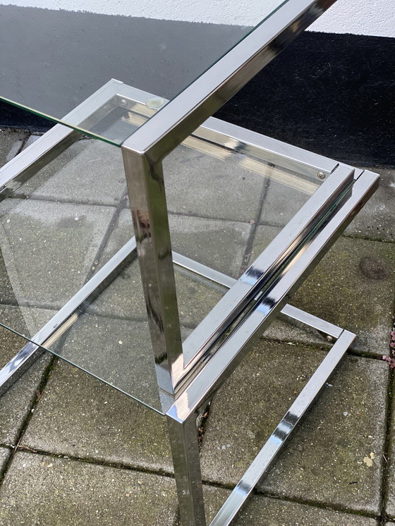 Image 1 of Nest aus Tische aus Chrom und Glas