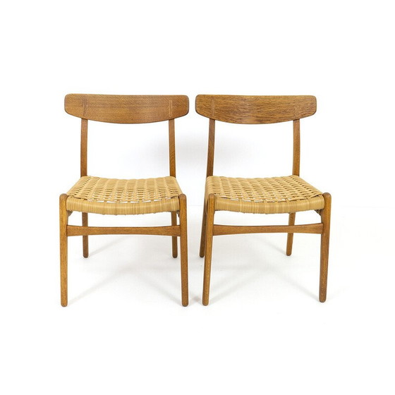 Image 1 of 4 alte Ch23 Stühle aus Eichenholz und Geflecht von Hans J. Wegner für Carl Hansen und Søn